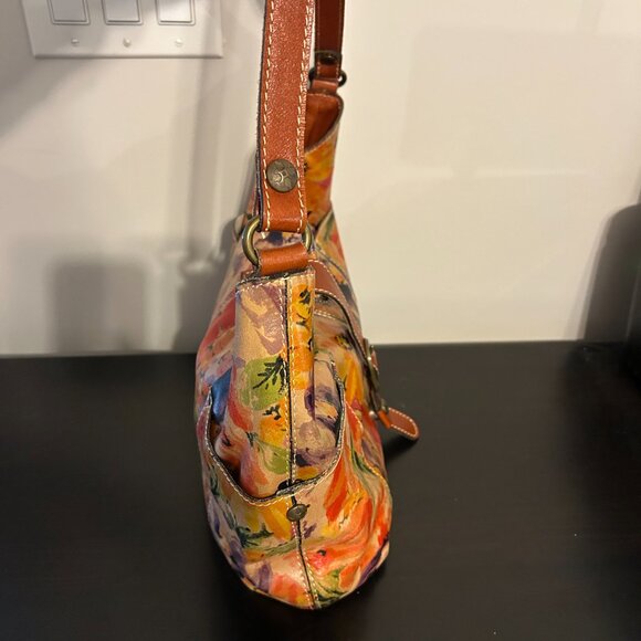PATRICIA NASH Multi-Color Floral Print Italian Leather Shoulder Handbag - Picture 5 of 10